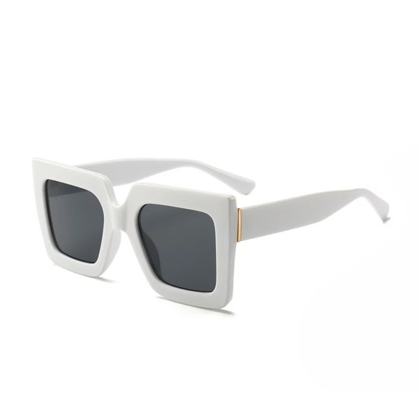 big oversized white square sunglasses