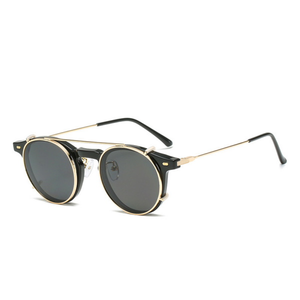 Black clip on sunglasses for men with polarized detachable lenses