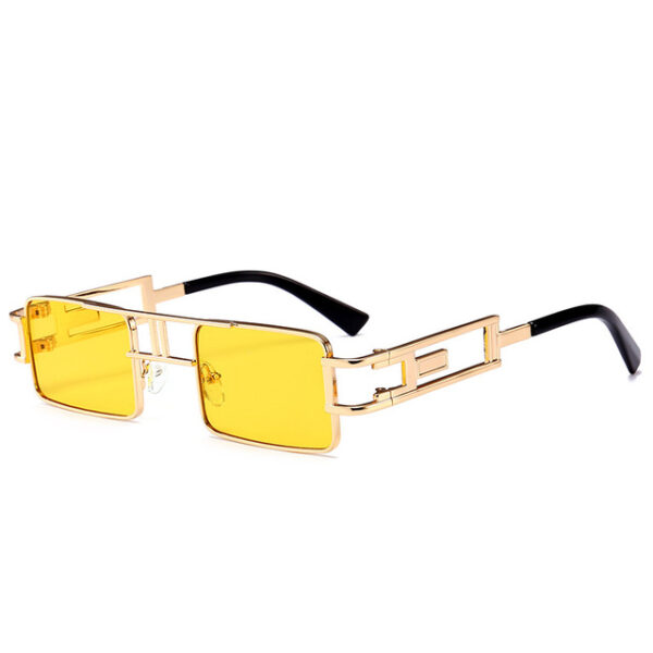 yellow square metal frame sunglasses