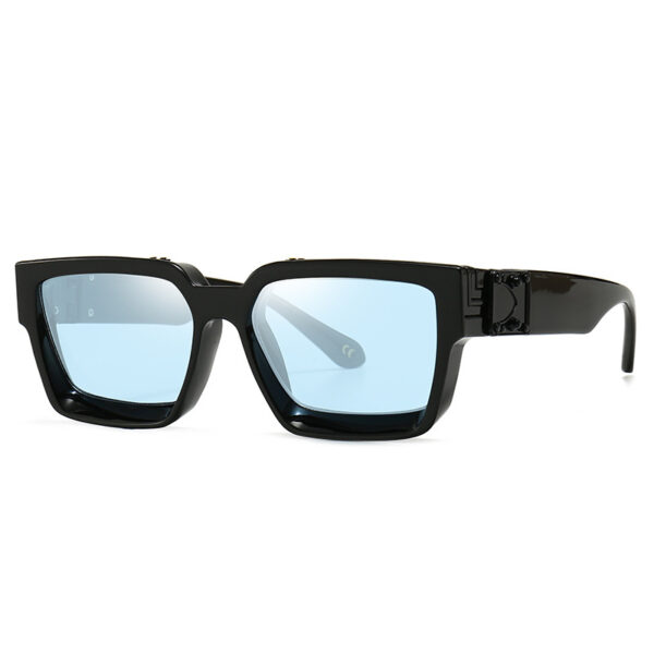 Millionaire square frame sunglasses with blue lens