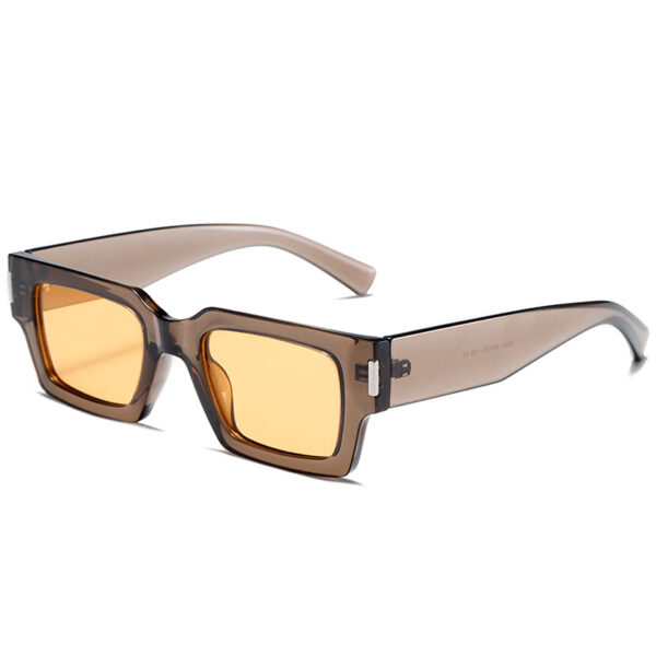 Brown transparent frame orange lens square sunglasses